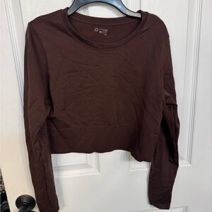 Aerie Dark Brown Long Sleeve Crop Top